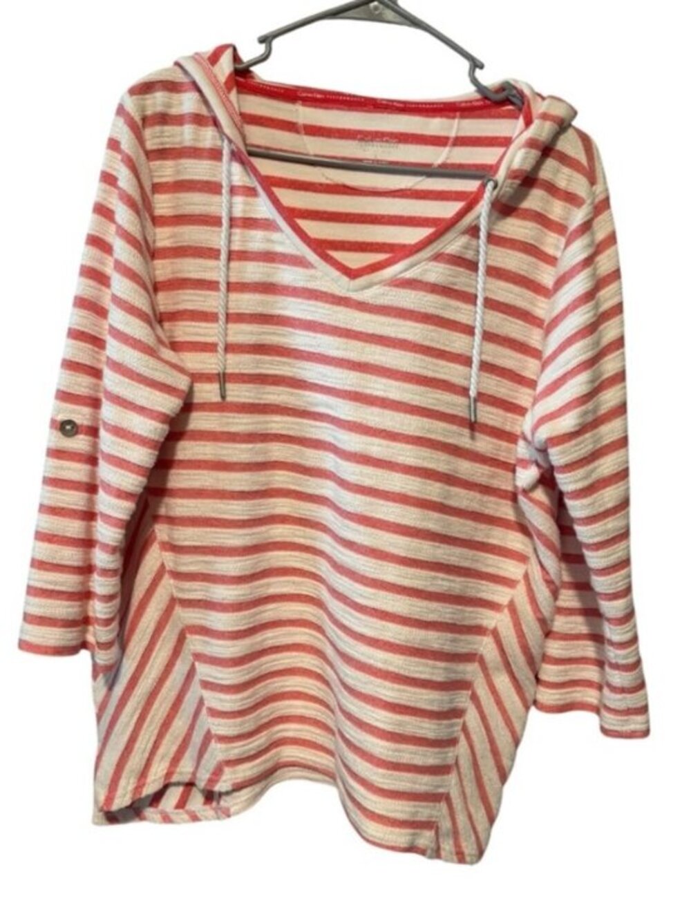 Calvin Klein Performance Beach Ocean Cruise Hooded Top Pink/White Large